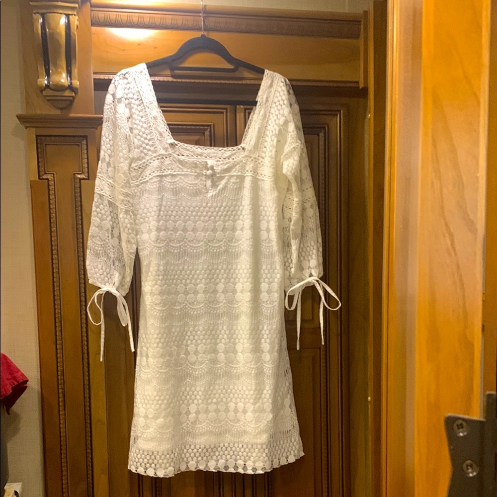 NWOT Zimmermann Illuminate Shift Dress in Lace with Crochet Neck Size 4